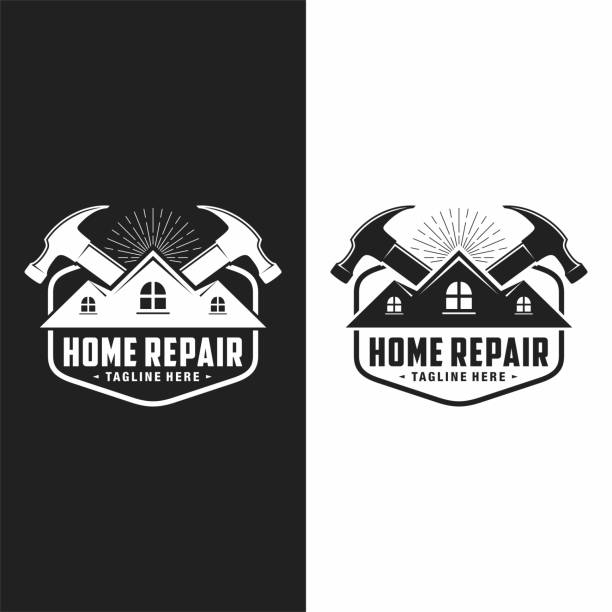 ホーム改善アイコンテンプレートデザイン - repairing house home improvement real estate点のイラスト素材／クリップアート素材／マンガ素材／アイコン素材