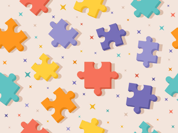 ilustrações de stock, clip art, desenhos animados e ícones de seamless puzzle piece background pattern - incomplete puzzle jigsaw puzzle part of