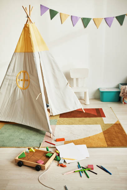 istock Cute Playroom with Textile Tent 1391099699