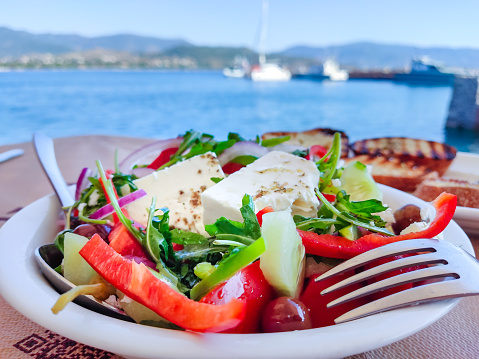 Tasteful plate with greek salad