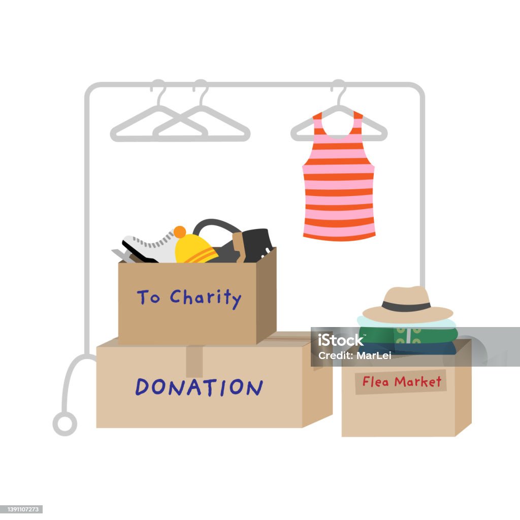 Ilustración de Donar Ropa Para La Caridad Ropa Usada Embalada En Cajas De  Cartón y más Vectores Libres de Derechos de Tienda de artículos de segunda  mano - iStock