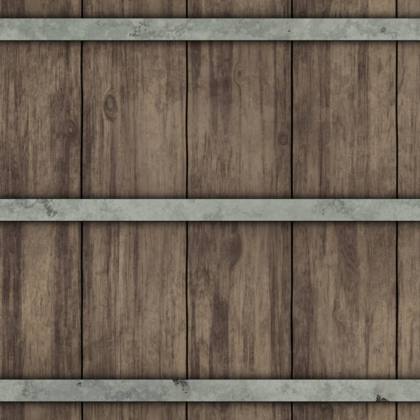 Barrel Wooden Slats Iron Fittings Cask - Seamless Tile Pattern HD - 04