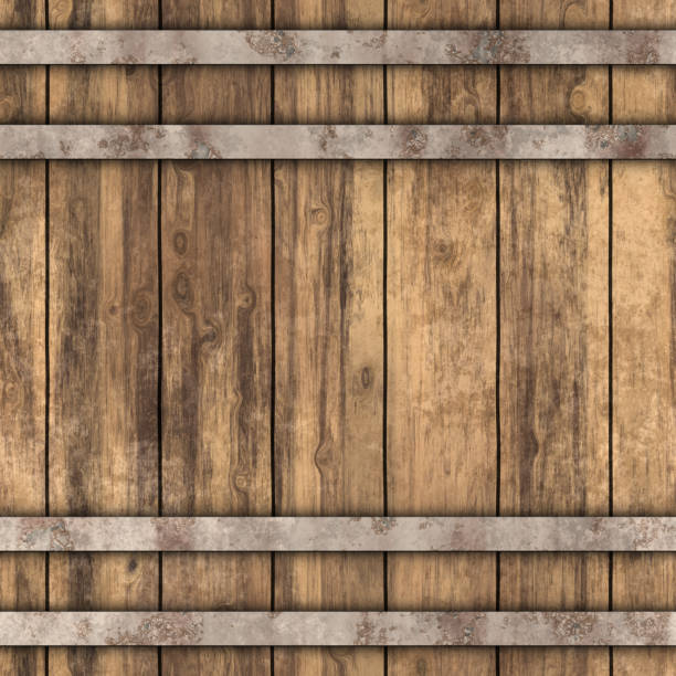 Barrel Wooden Slats Iron Fittings Cask - Seamless Tile Pattern HD - 02 stock photo