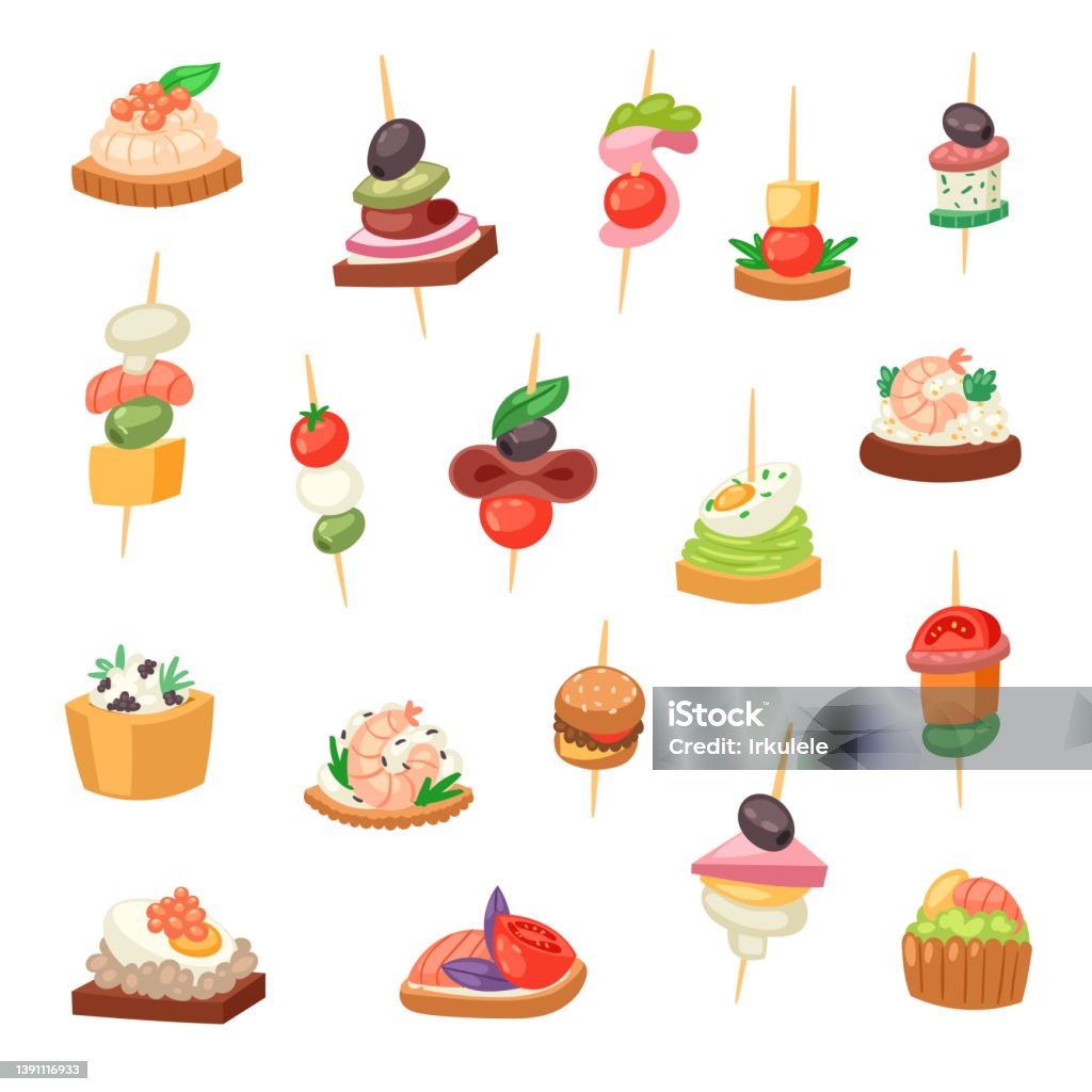 Visual Appetizers Appetizer Vector Appetizing Food And Snack Meal Starter Canape ...