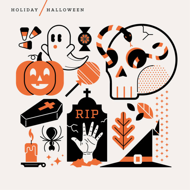 ilustrações de stock, clip art, desenhos animados e ícones de illustration of halloween icons - halloween witchs hat witch autumn