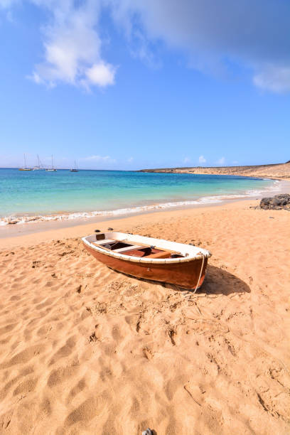 пейзаж в тропической вулканической канарских островов испании - lanzarote стоковые фото и изображения