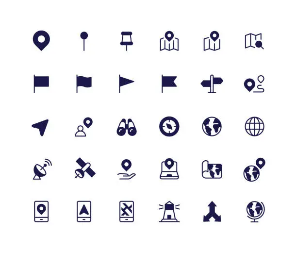 Vector illustration of Flat Combo Navigation Icons