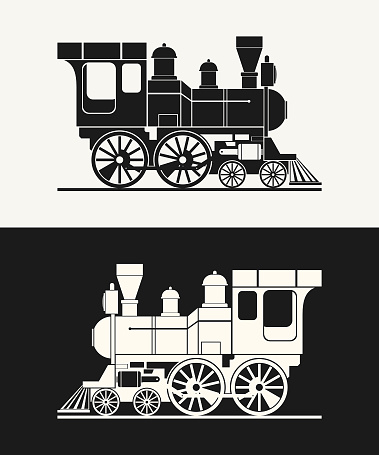 Vector silhouette of a vintage steam train
