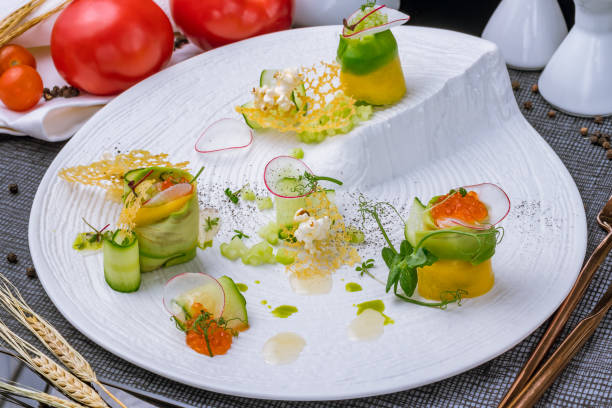 istock appetizer of crab rolls with avocado and red caviar 1391128040