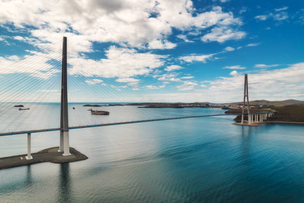 istock Aerial view of famous cable-stayed bridge 1391129466