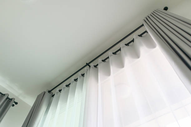 istock Curtain window interior decoration in living room 1391129571