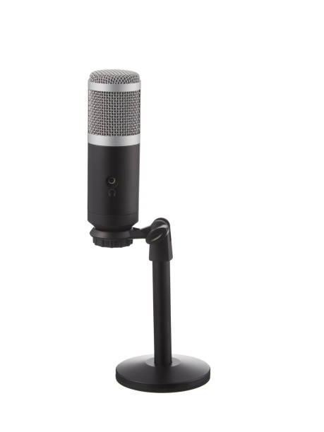 istock Desk Microphone That Stands From a Desk Border on White 1391129631