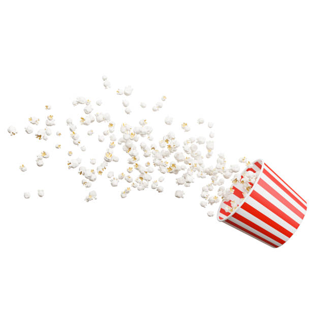 istock 3d render of popcorn splashing on white background,with clipping path. 1391129946