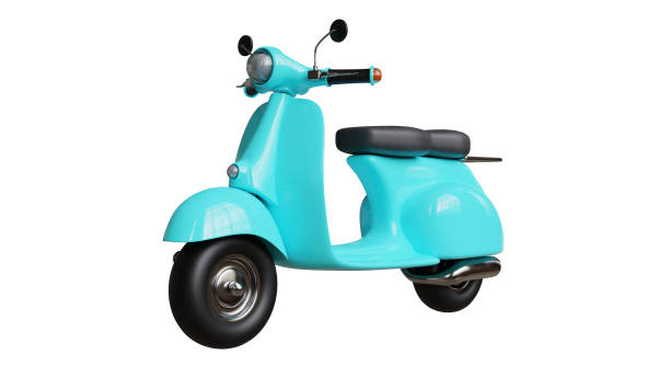istock 3d render of yellow Retro Motorcycle on white background. 1391129951