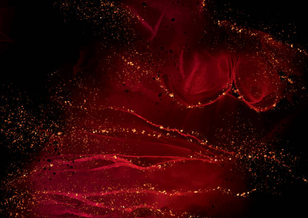 istock Dark hand painted alcohol ink background with gold glitter 1391130760