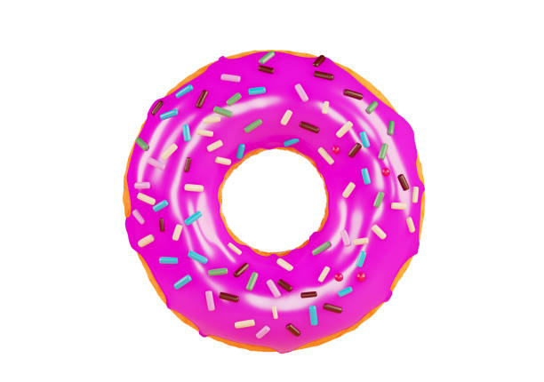 istock 3d donut with sprinkles, isolated on a white background. Doughnut with pink glaze, 3d render 1391136258