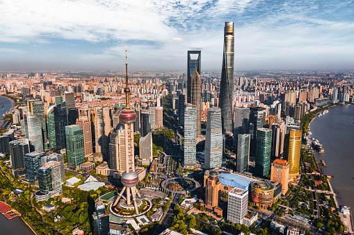 Aerial photography of Changzhou city CBD architecture landscape skyline