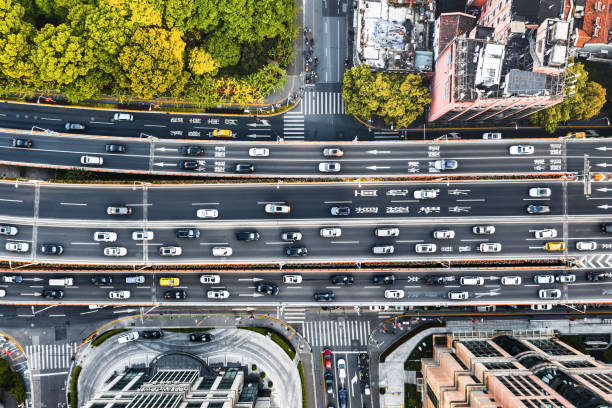 istock Drone view of city traffic 1391141759
