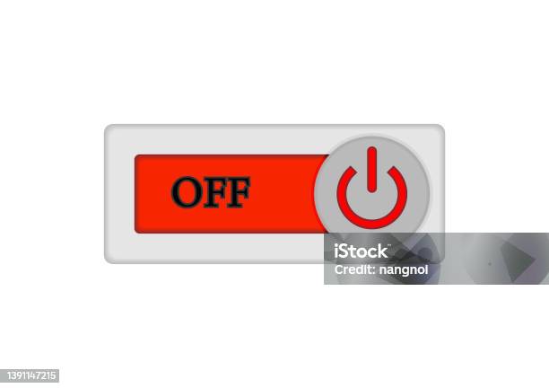 Off Button Visual Off Button Power Button Slider Red Button Isolate Vector In White ...