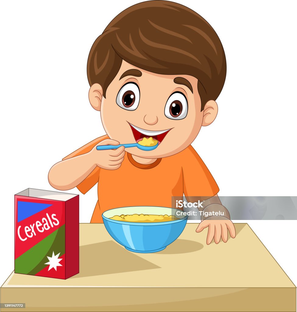 Hoạt Hình Cậu Bé Có Ngũ Cốc Ăn Sáng Hình minh họa Sẵn có - Tải ...