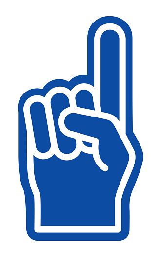 Vector illustration of a number one blue and white sports hand.