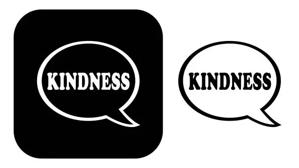 Vector illustration of Black And White Kindness Speech Bubble Icons