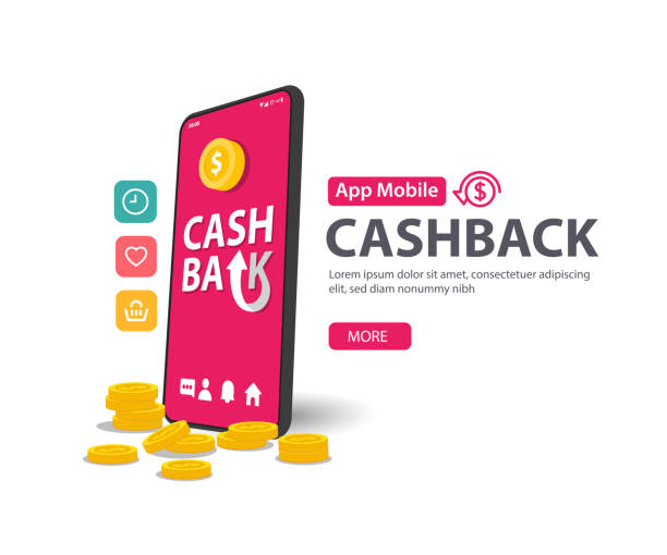 istock Cash back Service, money refund icon concept. trolley and coin stack, online payment on mobile 1391150249