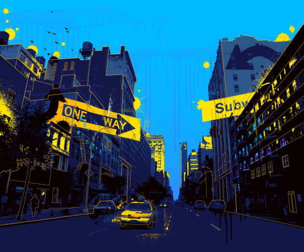 ilustraciones, imágenes clip art, dibujos animados e iconos de stock de ilustración grunge de la ciudad de nueva york - new york city