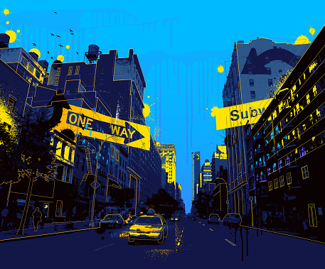 Colorful Modern New York City Grunge vector Illustration