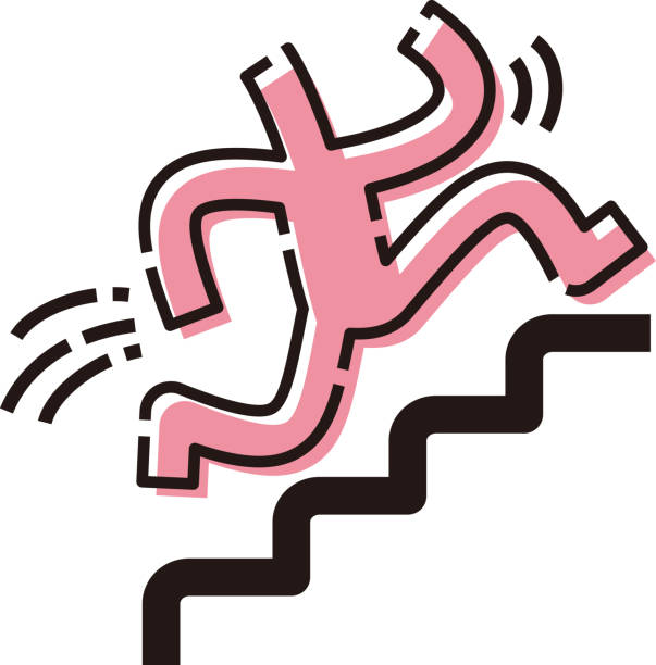 ilustrações de stock, clip art, desenhos animados e ícones de stick figure running up the stairs - escaping the rat race