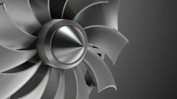 istock 3D Rendering jet engine, close-up view jet engine blades. Closeup shot of jet engine front fan. 3D animation. 1391155037