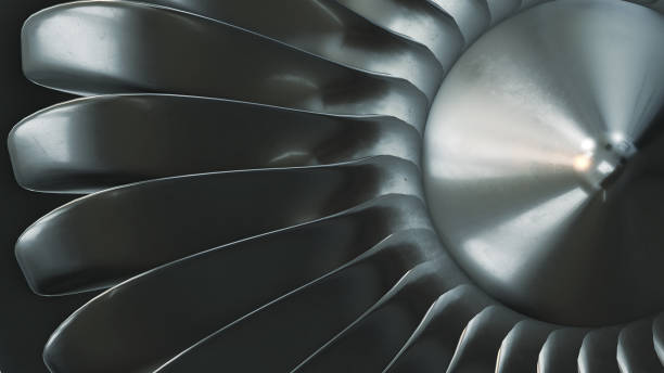istock 3D Rendering jet engine, close-up view jet engine blades. Closeup shot of jet engine front fan. 3D animation. 1391155044