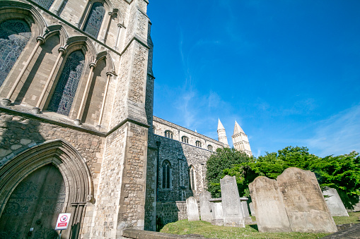 Names and details of deceased people going back hundreds of years are visible on the tombstones at Rochester Cathedral in Kent.