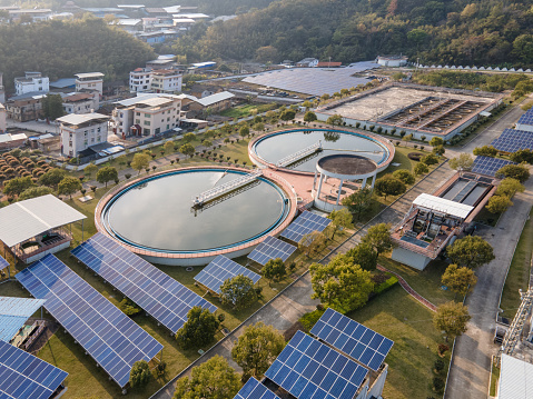 Aerial photos of the whole solar sewage treatment plant