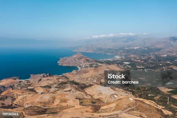 View On Plakias Crete Stock Photo - Download Image Now - Above, Aerial View, Beach
