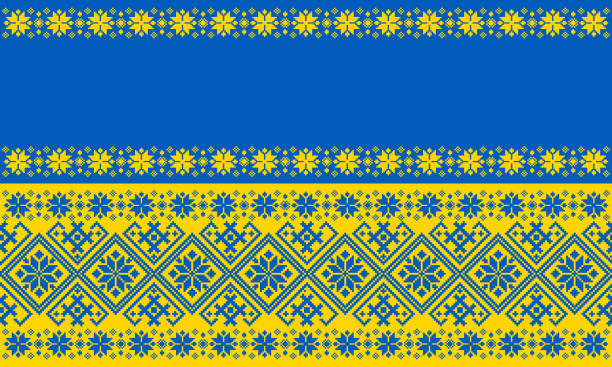 флаг украины национальные цвета узор фон - ukrainian culture stock illustrations