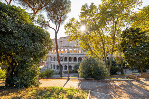 istock View of Colosseum through trees in park 1391164368