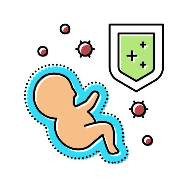 ilustrações de stock, clip art, desenhos animados e ícones de innate immunity color icon vector illustration - macrophage human immune system cell biology