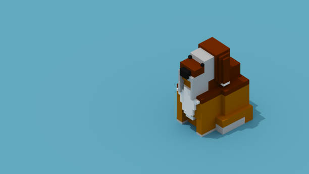 istock 3D Pixel Animal with copy space, banner, wallpaper. Pixel sea lion with blue background 3D render 1391169081