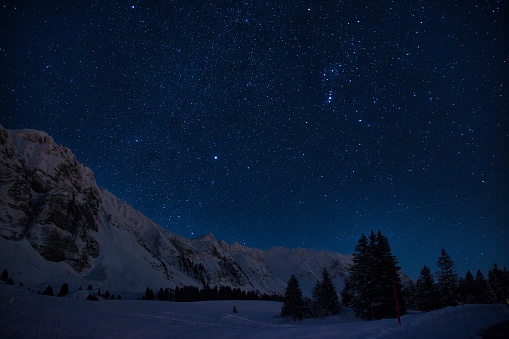 Winter Night Sky Pictures, Beautiful Winter Night With A Lot Stars In The Sky