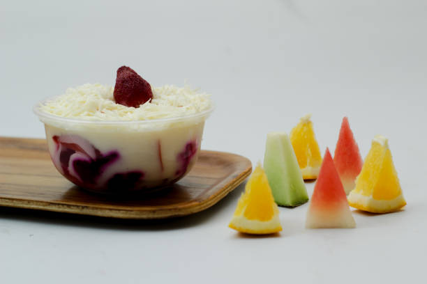 istock close up of fruit salad from top angle. 1391173704