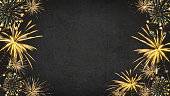ハッピーニューイヤー2023 - お祝いシルベスター大晦日パーティーの背景グリーティングカード - 暗い黒い夜の黄金の花火