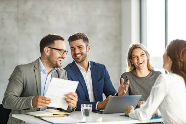 istock Happy human resource team talking to a candidate on a job interview. 1391181240