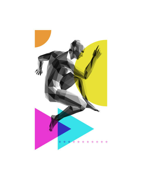 istock Man is dancing. 3d model of man. Dance party invitation. Music event flyer or banner. Vector illustration composed of particles. 1391186365