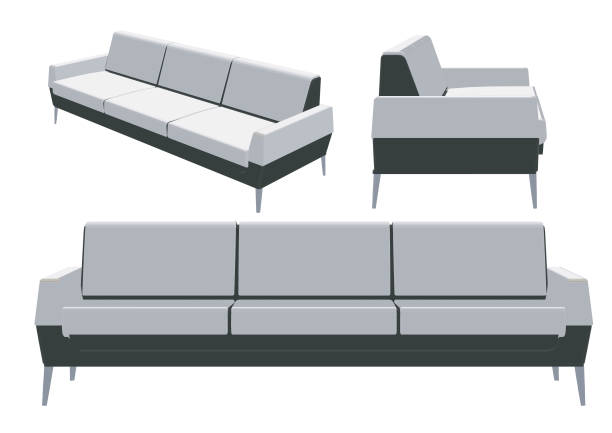 sofa on the white background (3D) Soft sofa icon. Isometric of soft sofa vector icon for web design isolated on white background baka stock illustrations