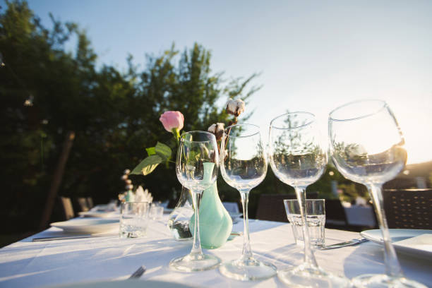 istock Glasses at a wedding Banquet. Table setting 1391190586