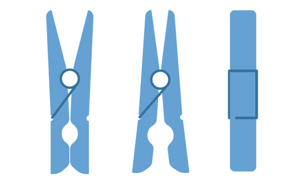 illustrations, cliparts, dessins animés et icônes de illustration vectorielle colorée à plat dessinée à la main - pince à linge