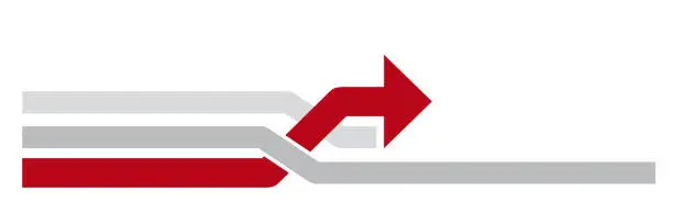Vector illustration of Overtaking, an arrow passing forward. Vector banner
