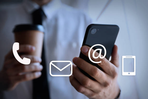 istock Hotline service. Man with smartphone and different icons, closeup 1391192518