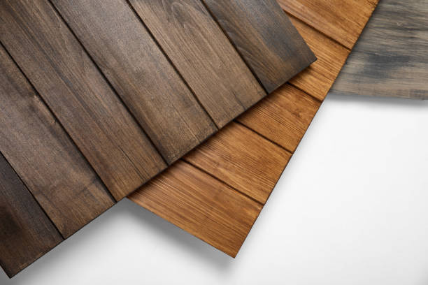 istock Different wooden surfaces for photography on white background, top view 1391196444